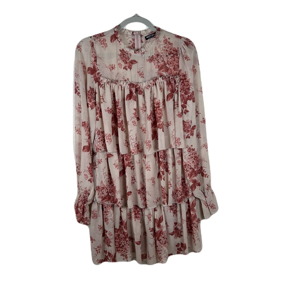 Nasty Gal Cream Mini Dress with Rose Print